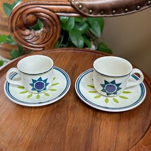NEW never used espresso demitasse cups and saucers Habitat Santa Cruz (2 each)